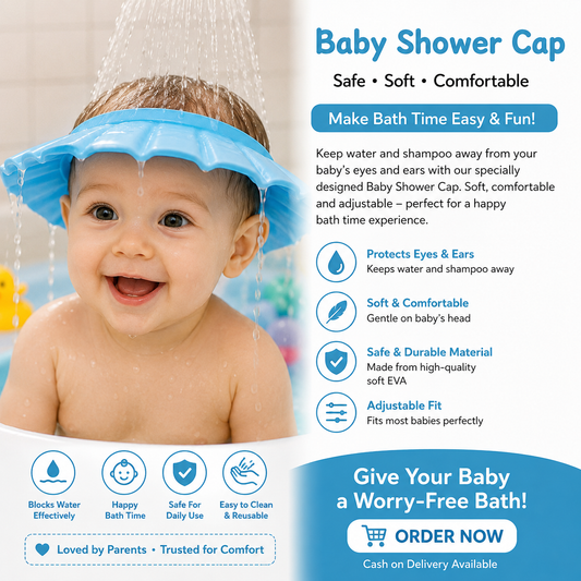 🛁 Baby Shower Cap – Make Bath Time Safe, Comfortable &amp; Tear-Free!